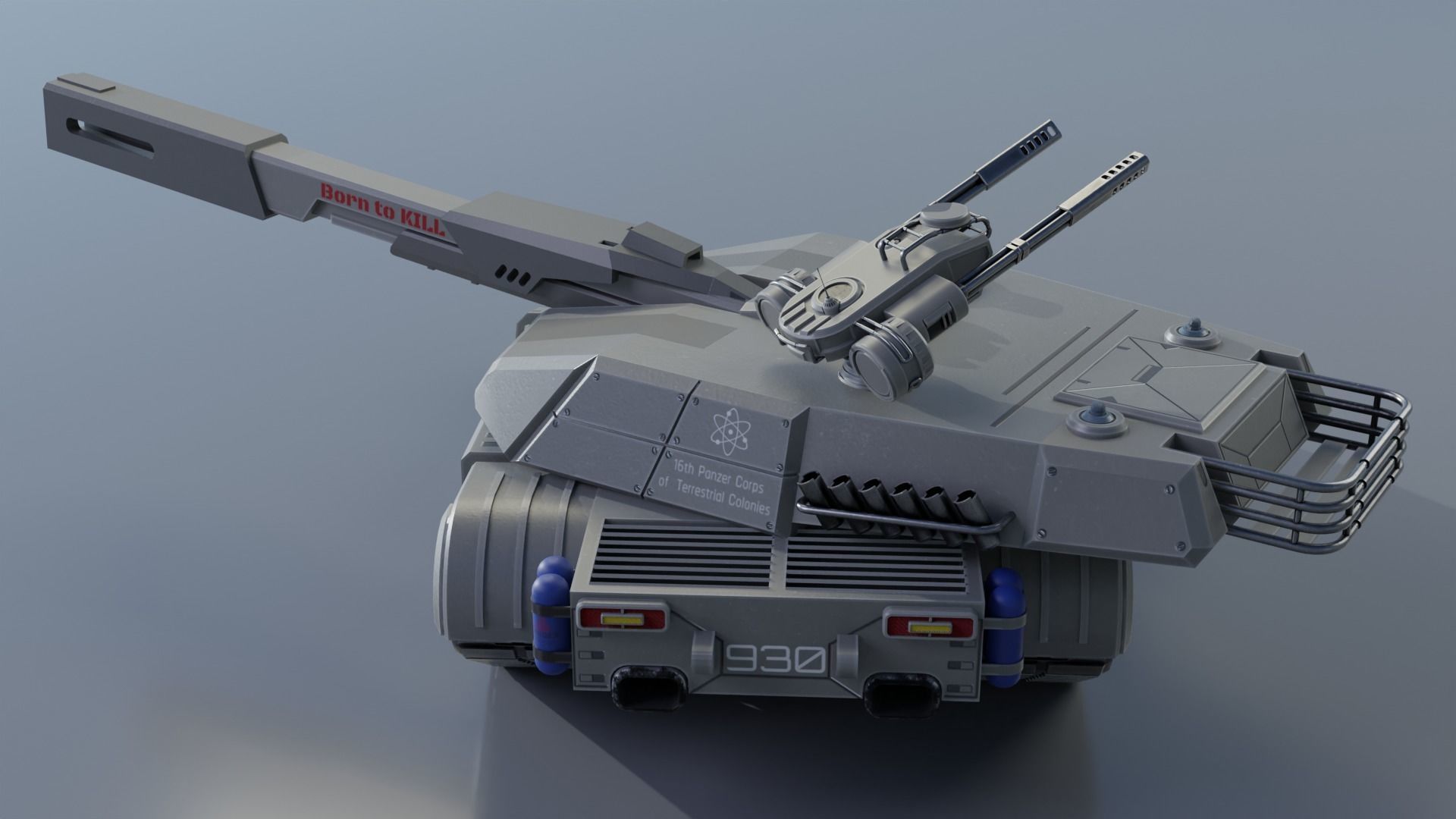 Sci-Fi Low Poly Tank GameReady 3D Model Low-poly 3D model_7