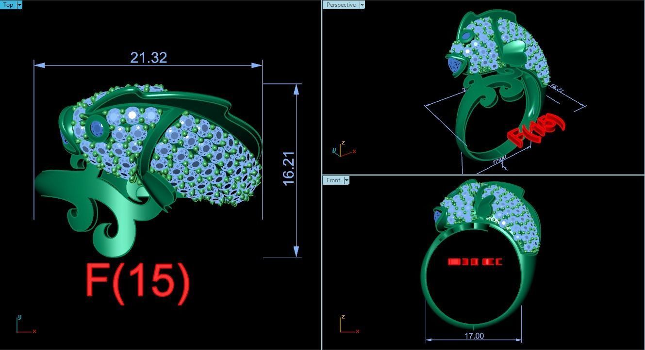 fish ring 3D print model_3