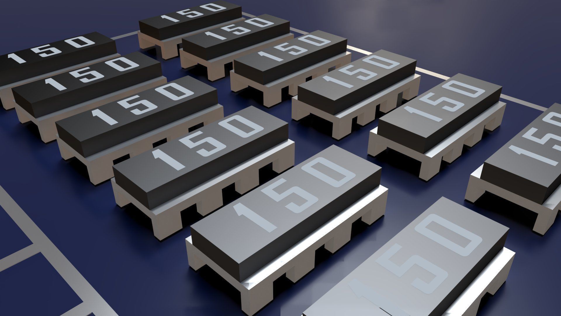 Circuit Board Chip Module Low-poly 3D model_8