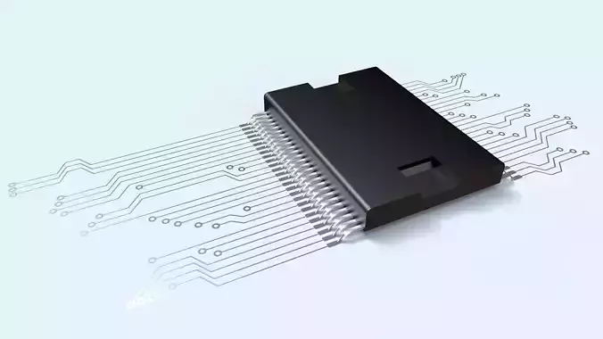 DIP-52 or SOIC Surface Mounted Integrated Circuit Chip Low-poly 3D model