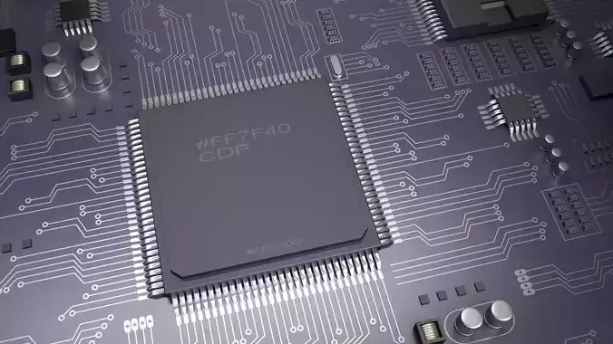 Motherboard Chips and Components  Low-poly 3D model