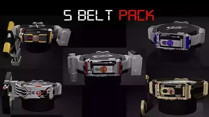5 Packs Belt Kamen rider Faiz Kaixa Delta Psyga Orga 3D model