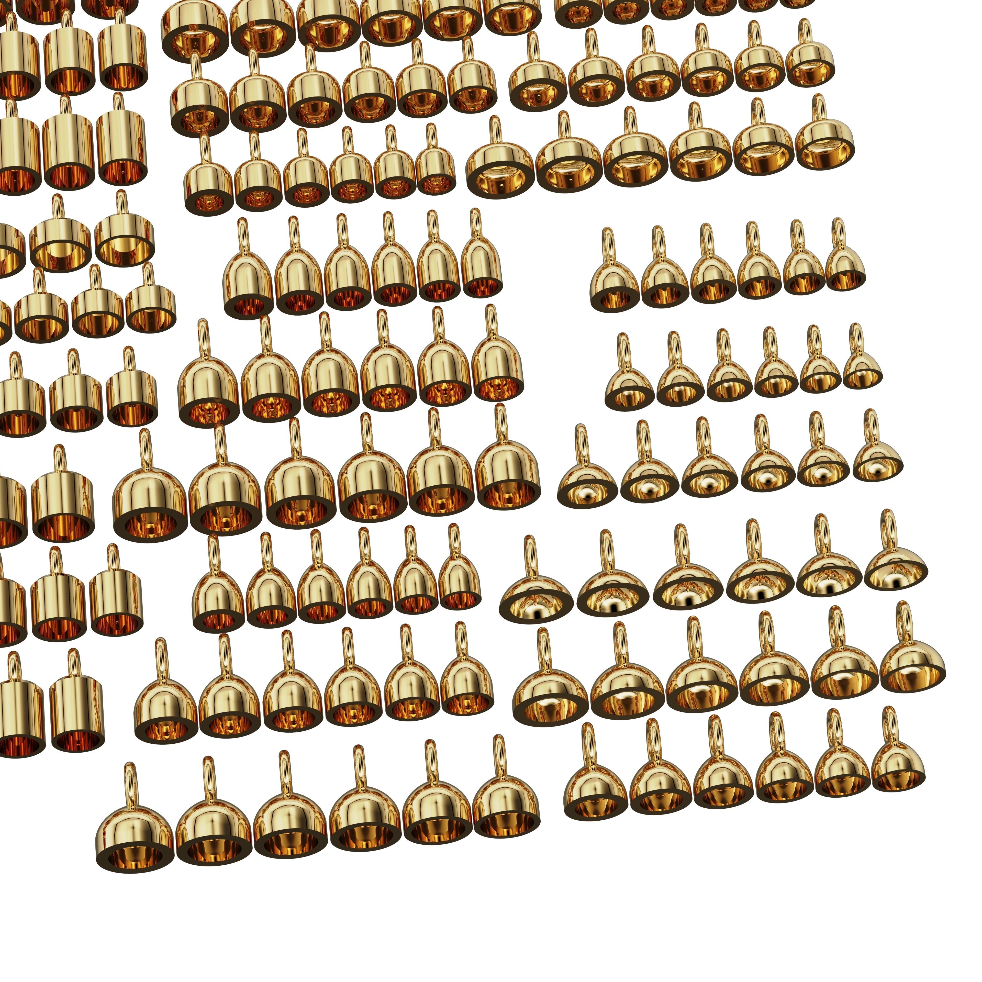 288 different sizes caps tips for bracelets and pendants  3D print model_2