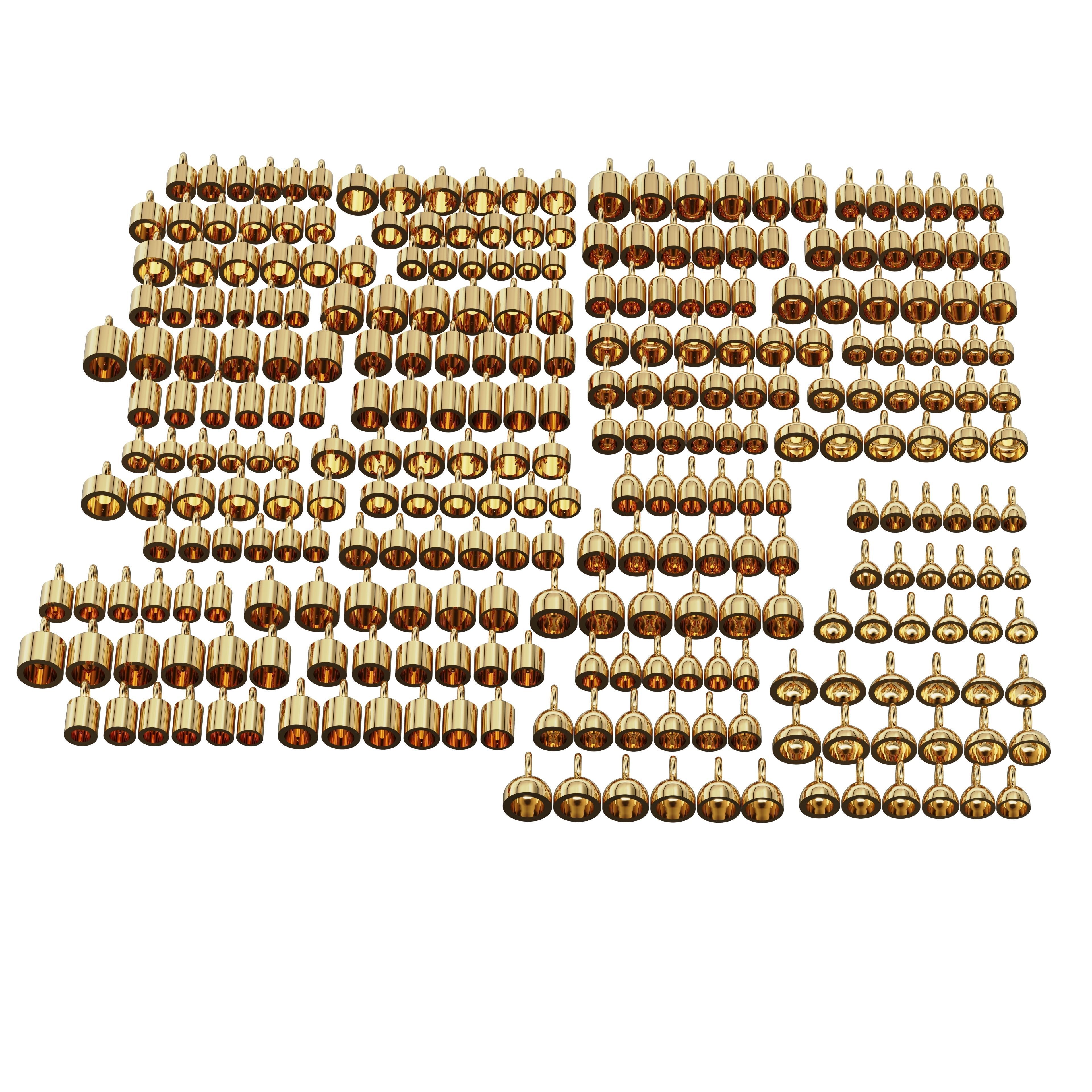 288 different sizes caps tips for bracelets and pendants  3D print model_1