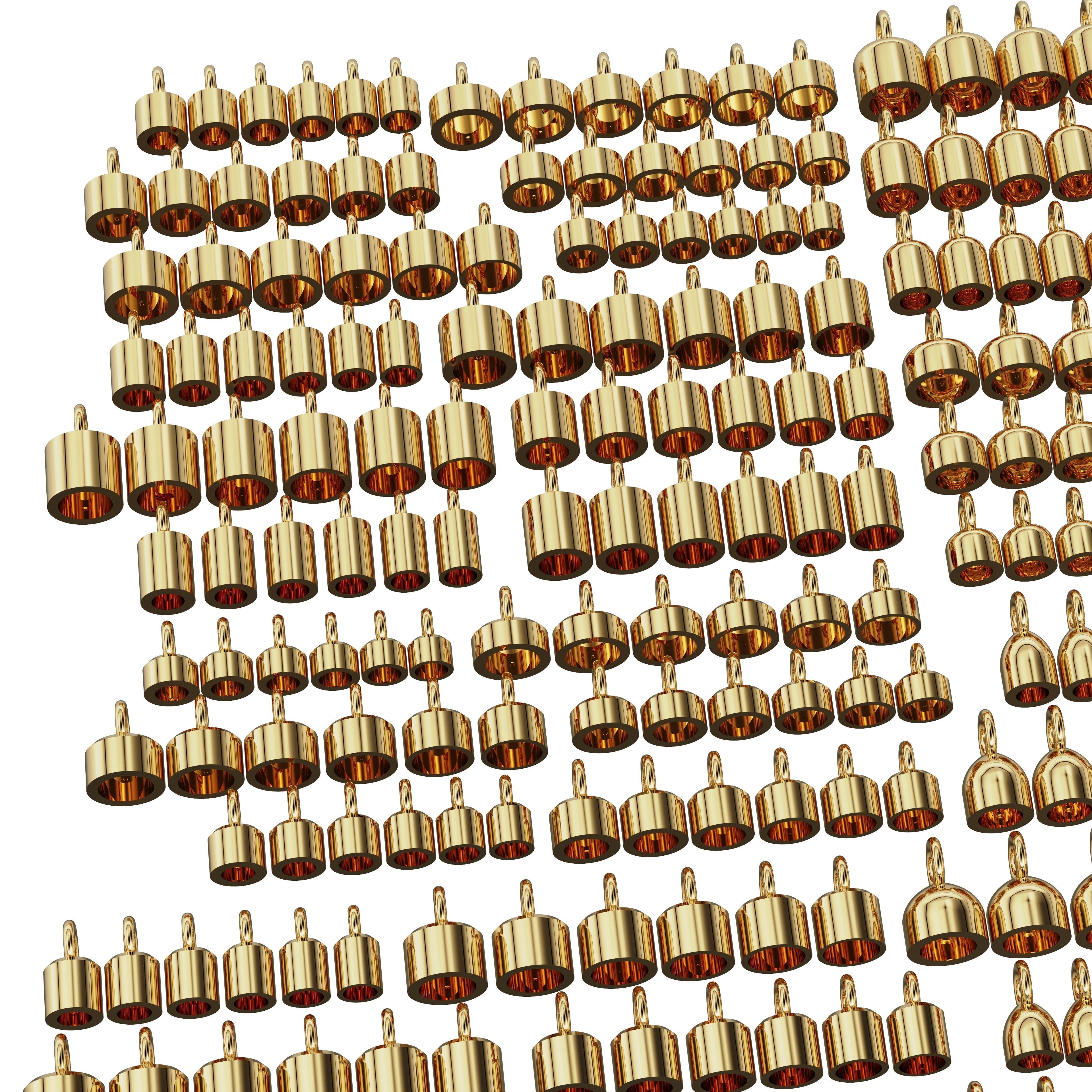288 different sizes caps tips for bracelets and pendants  3D print model_4