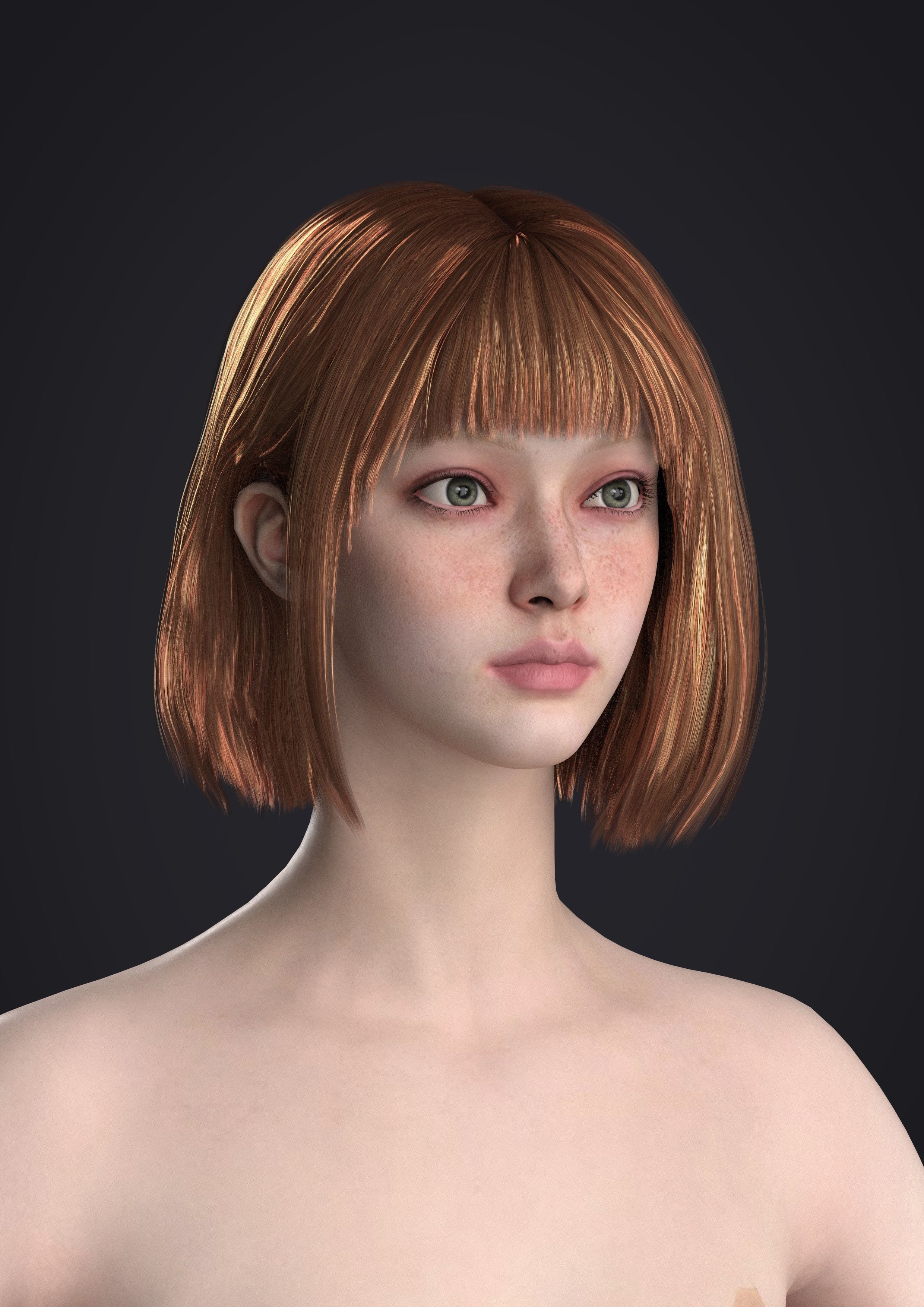 Short hair 039-FV2 for FV2 3D model from Clo3D Software 3D model_1