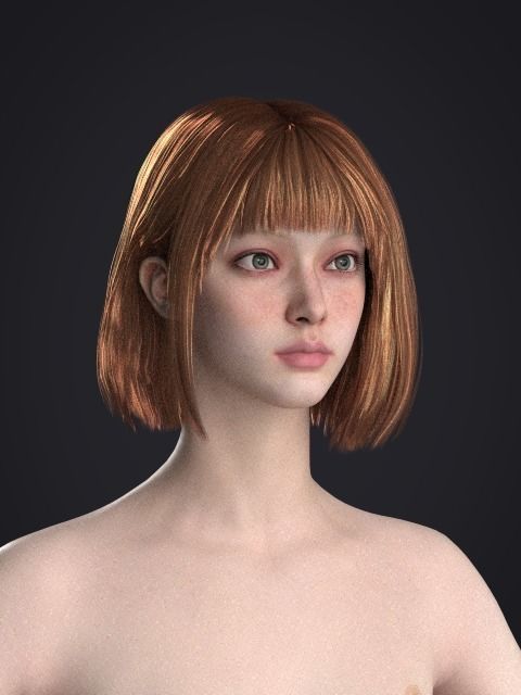 Short hair 039-FV2 for FV2 3D model from Clo3D Software 3D model_11