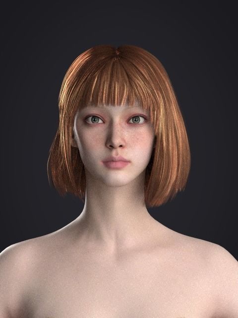 Short hair 039-FV2 for FV2 3D model from Clo3D Software 3D model_10