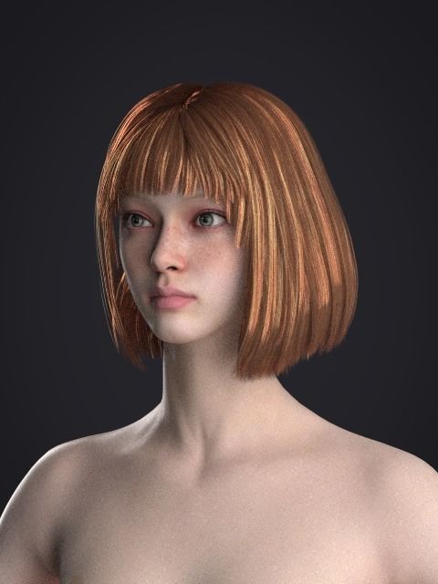 Short hair 039-FV2 for FV2 3D model from Clo3D Software 3D model_9