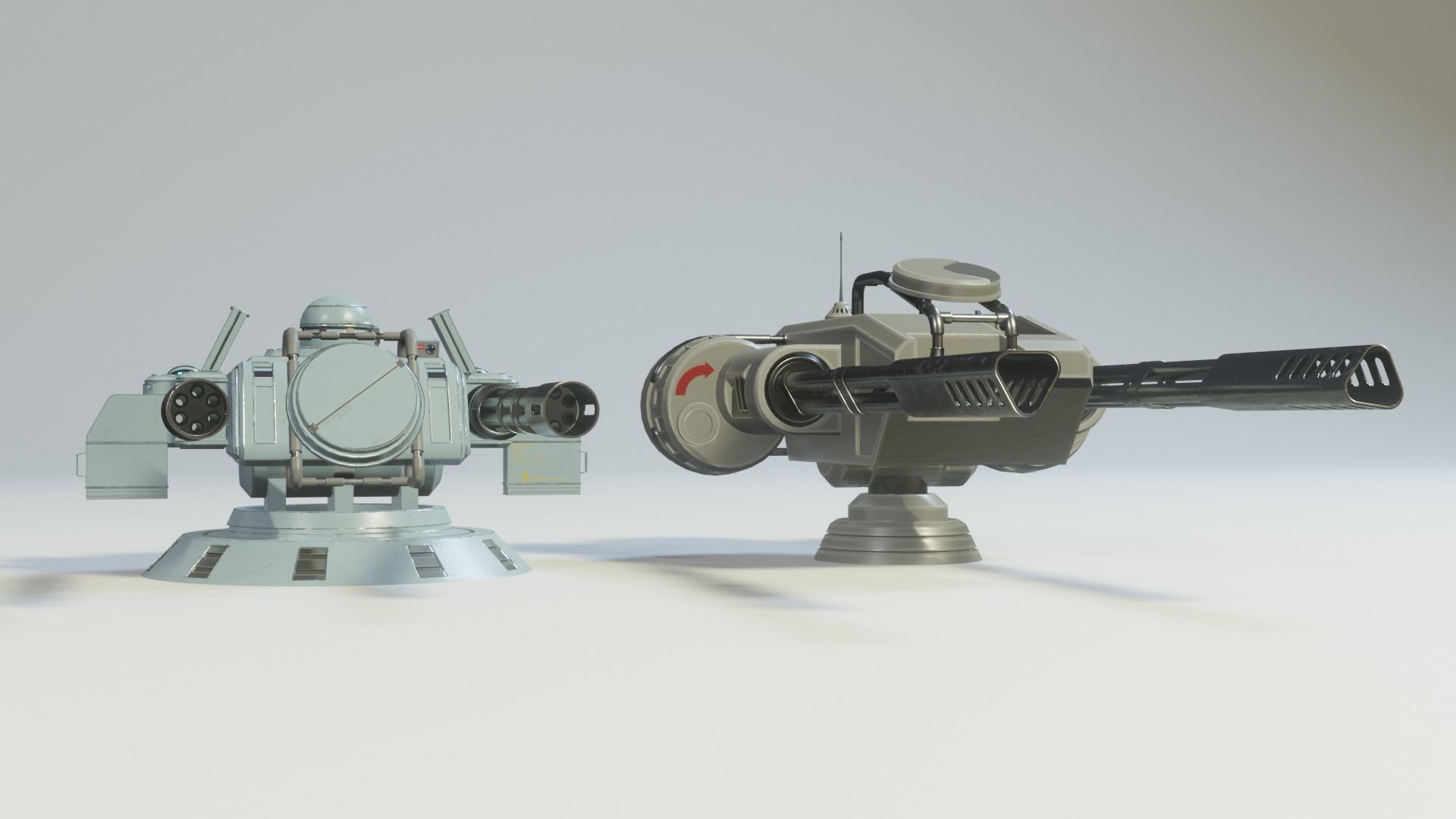 Sci Fi Turrets Low Poly Game Ready 3D model Pack Low-poly 3D model_7