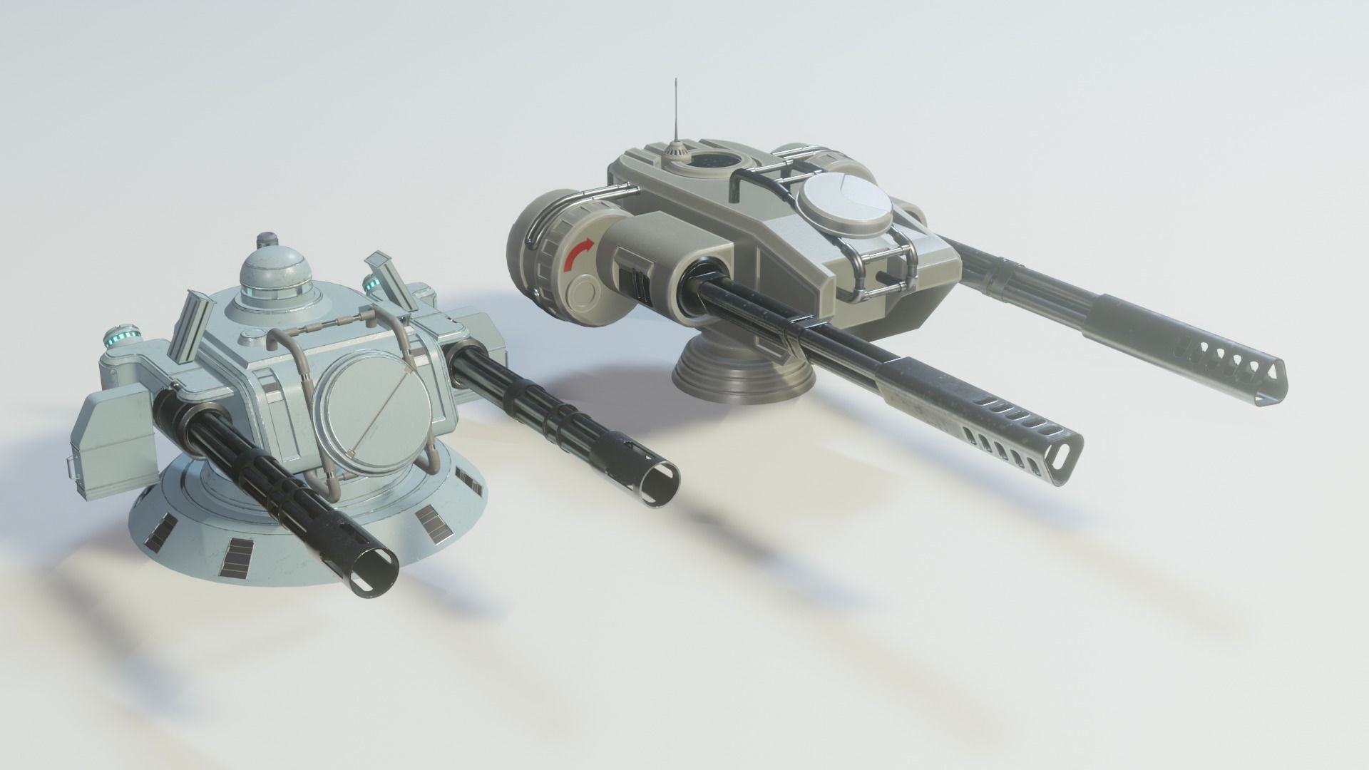 Sci Fi Turrets Low Poly Game Ready 3D model Pack Low-poly 3D model_6