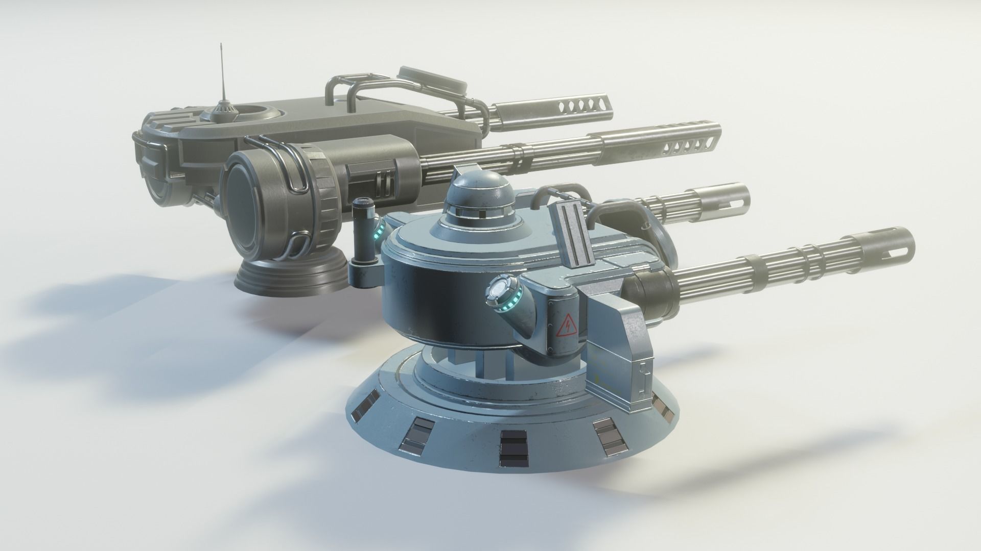 Sci Fi Turrets Low Poly Game Ready 3D model Pack Low-poly 3D model_4