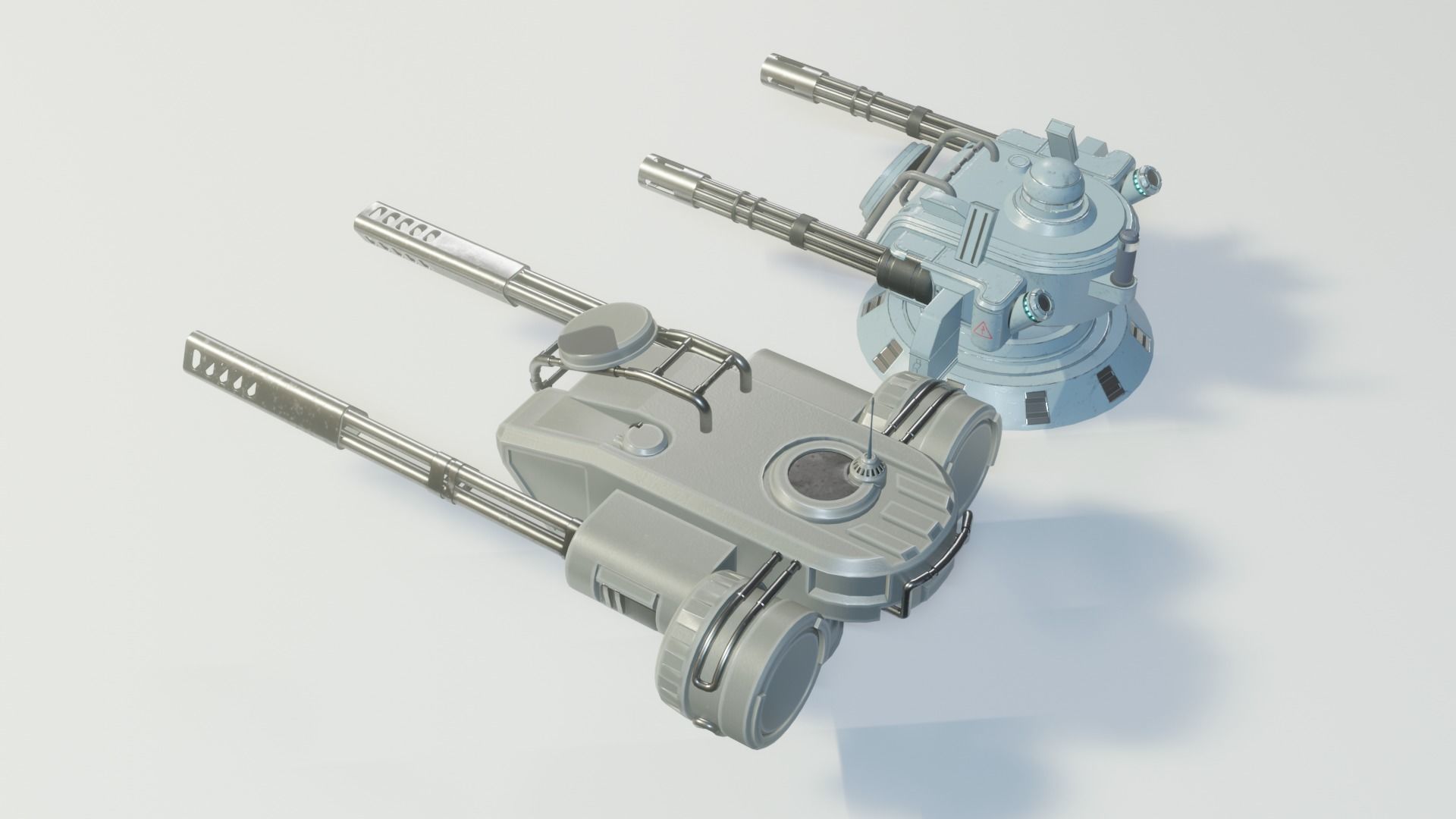 Sci Fi Turrets Low Poly Game Ready 3D model Pack Low-poly 3D model_2