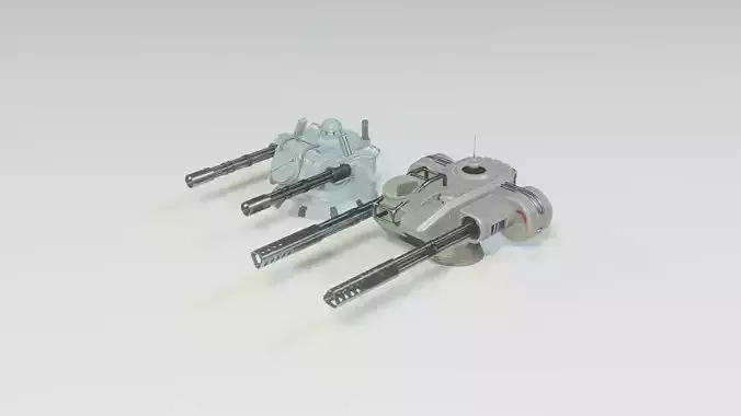 Sci Fi Turrets Low Poly Game Ready 3D model Pack Low-poly 3D model