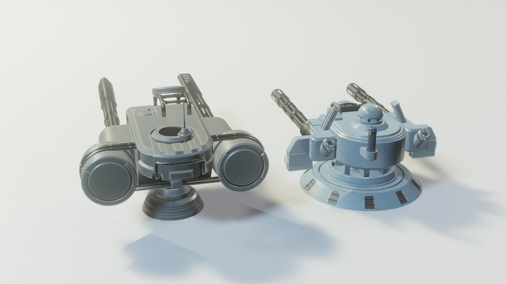 Sci Fi Turrets Low Poly Game Ready 3D model Pack Low-poly 3D model_3