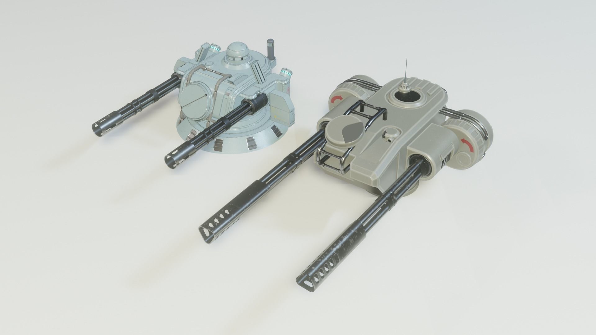 Sci Fi Turrets Low Poly Game Ready 3D model Pack Low-poly 3D model_1