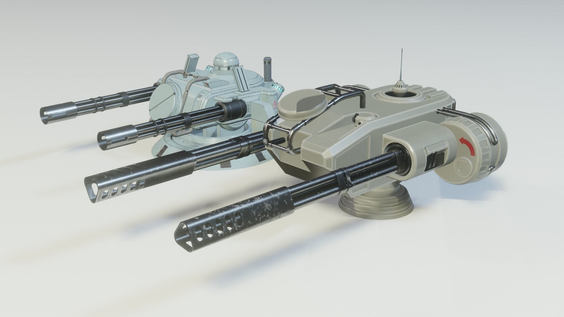 Sci Fi Turrets Low Poly Game Ready 3D model Pack Low-poly 3D model_9