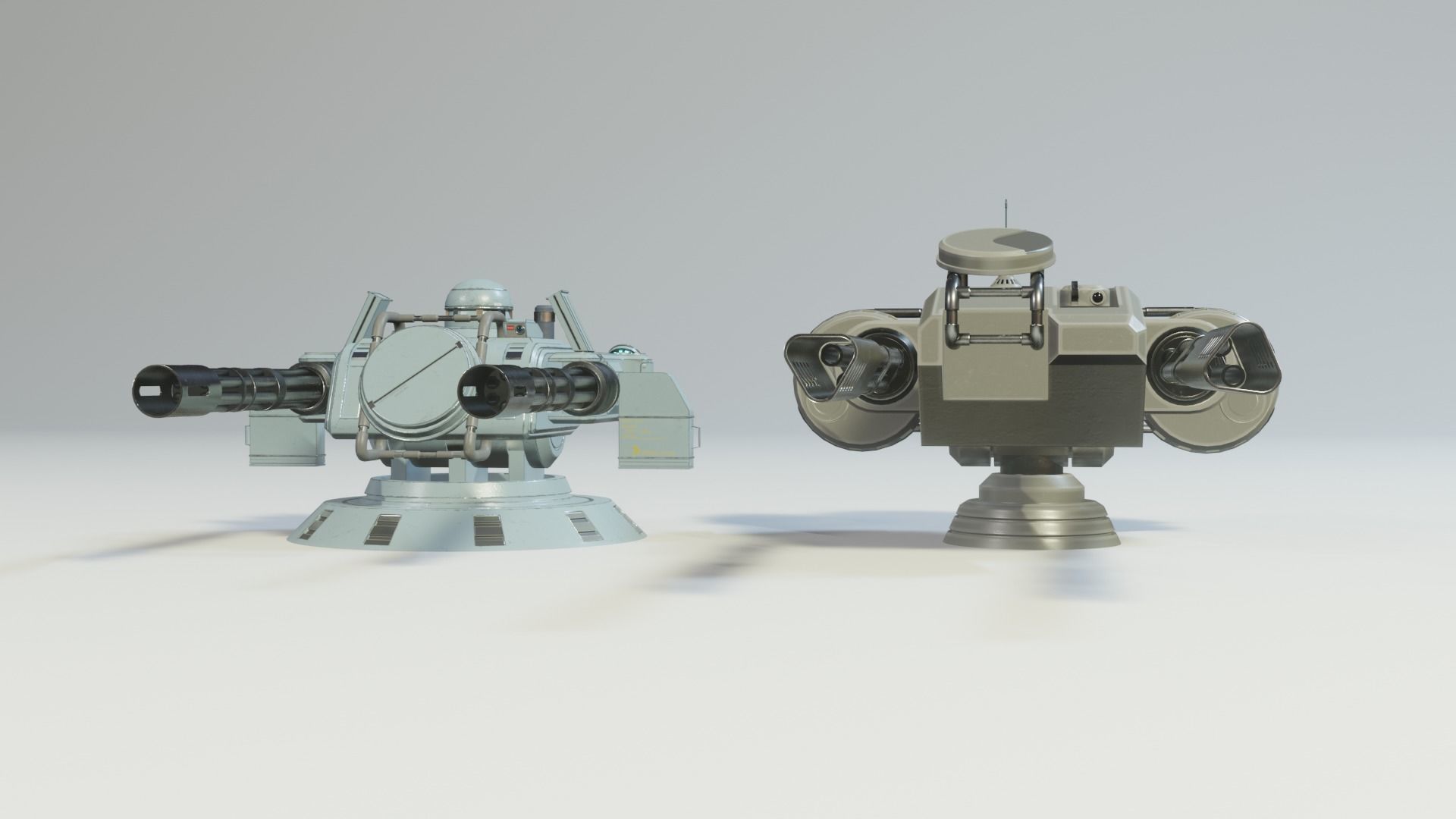 Sci Fi Turrets Low Poly Game Ready 3D model Pack Low-poly 3D model_8