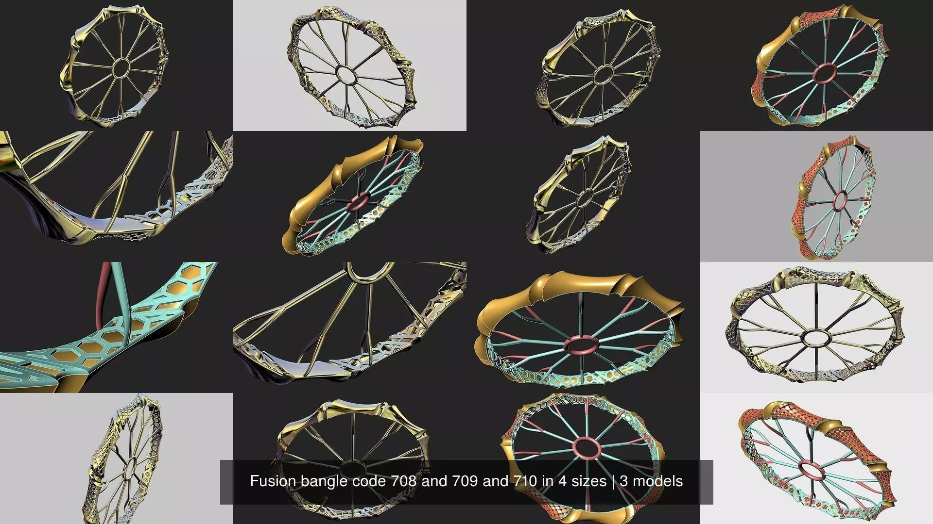 Fusion bangle code 708 and 709 and 710 in 4 sizes 3D Model Collection_0