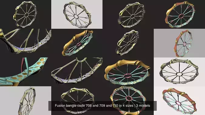 Fusion bangle code 708 and 709 and 710 in 4 sizes 3D Model Collection