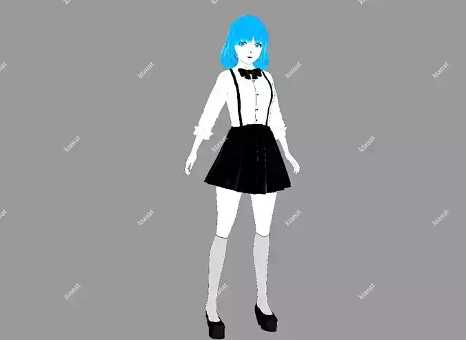 3D low poly female avatar for vrchat and for vtubing 