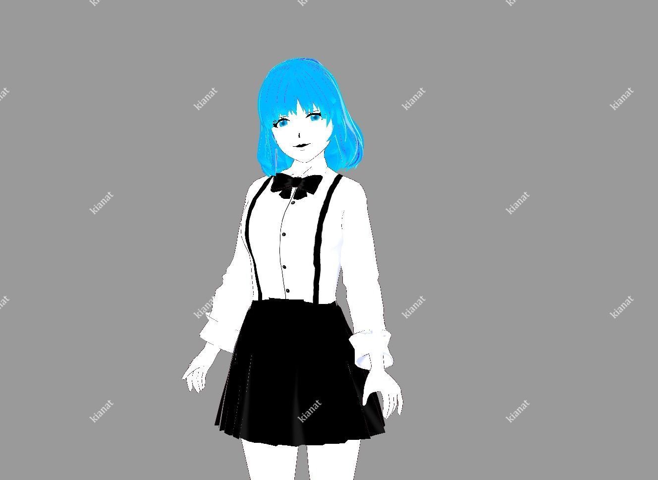 3D low poly female avatar for vrchat and for vtubing  Low-poly 3D model_4