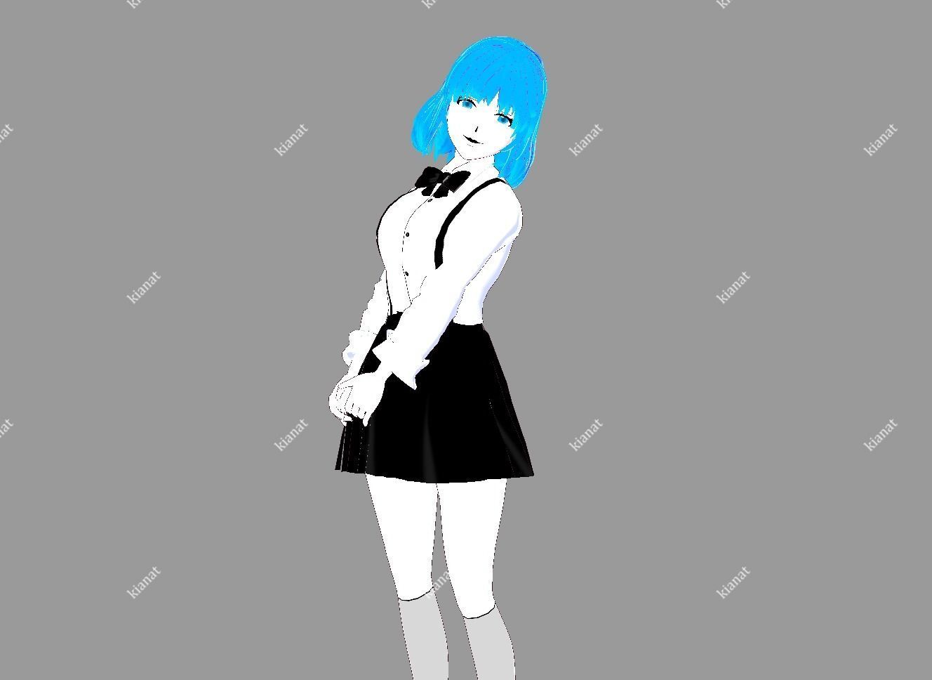3D low poly female avatar for vrchat and for vtubing  Low-poly 3D model_3