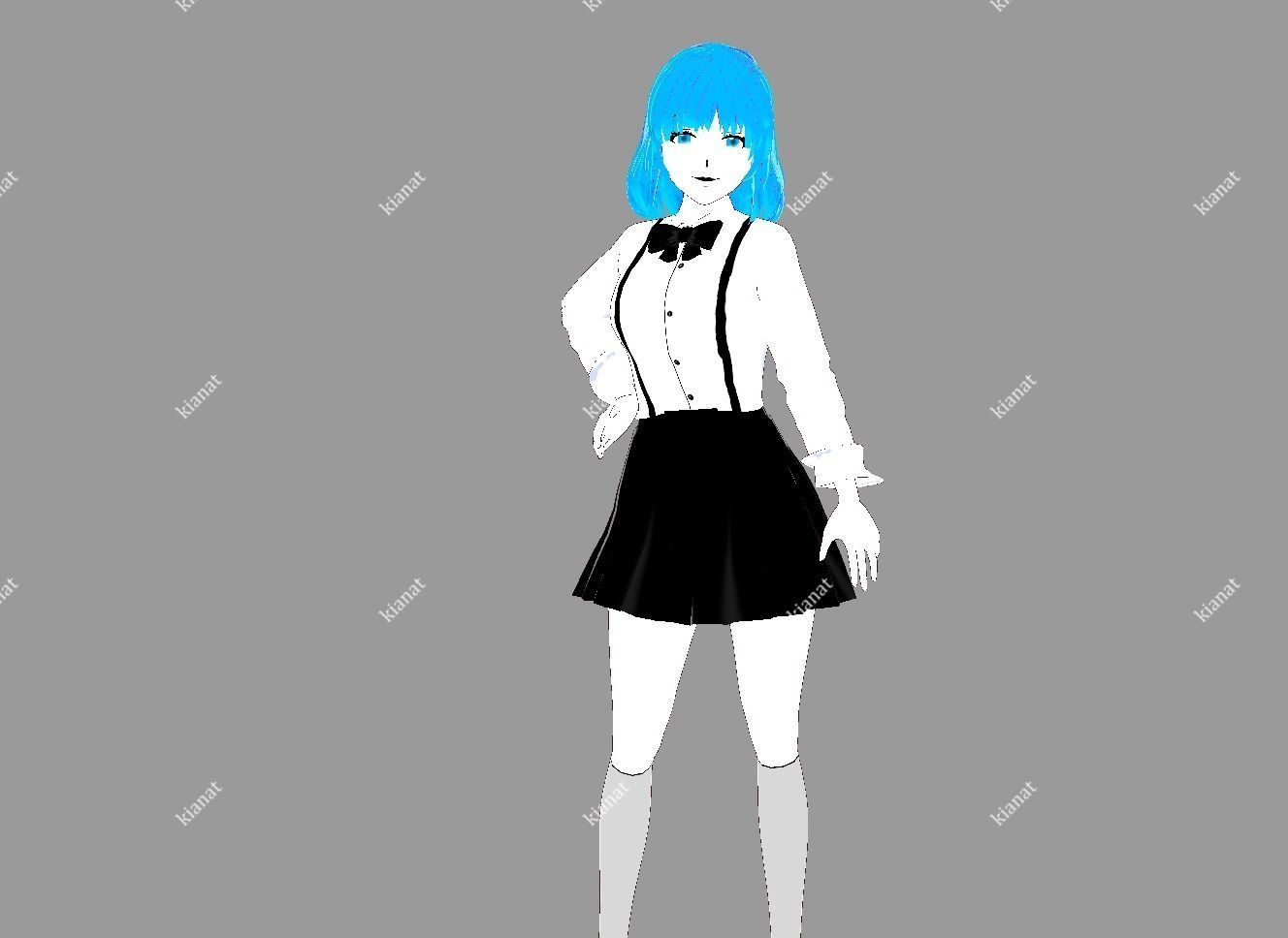 3D low poly female avatar for vrchat and for vtubing  Low-poly 3D model_6