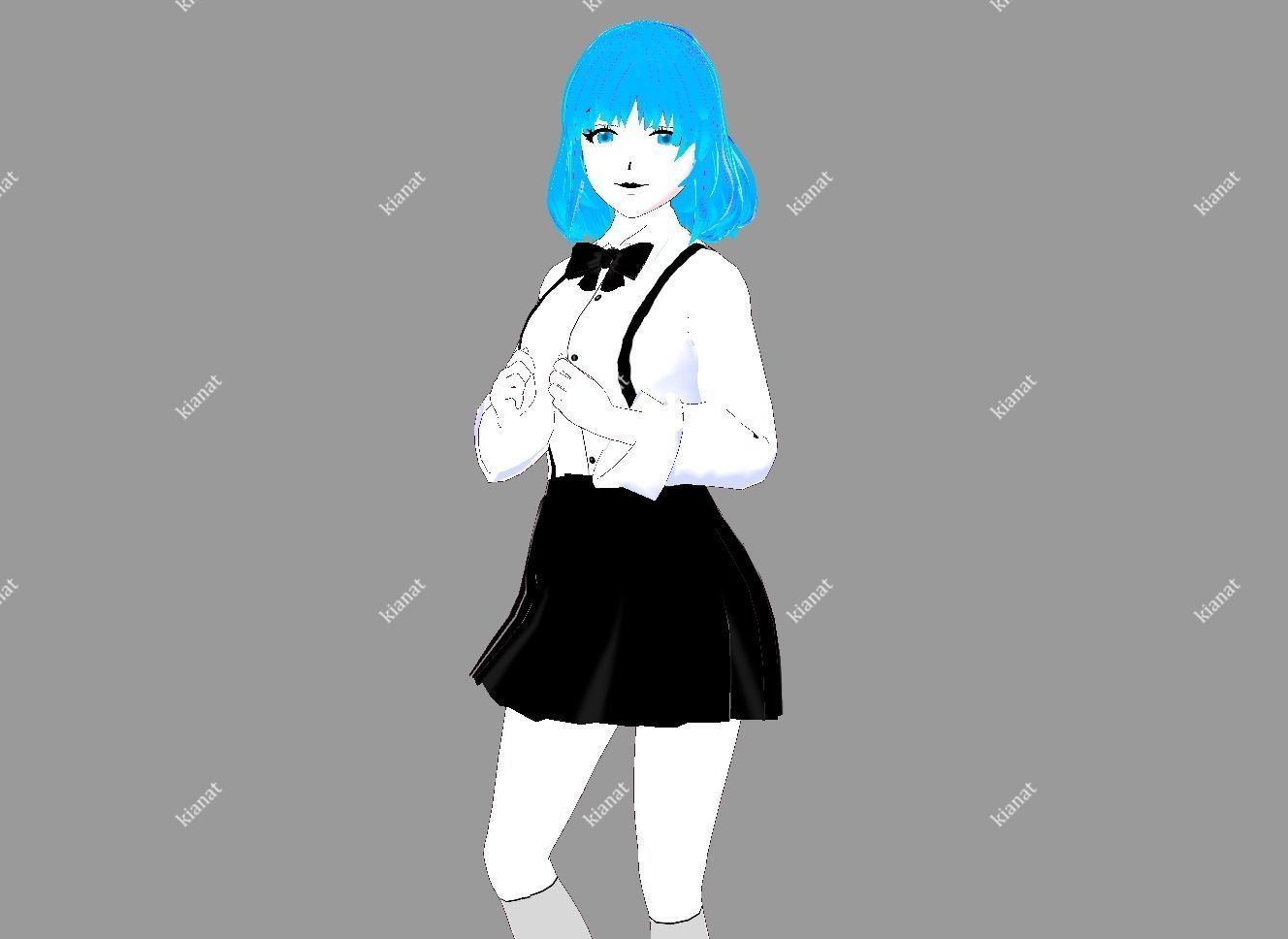 3D low poly female avatar for vrchat and for vtubing  Low-poly 3D model_7