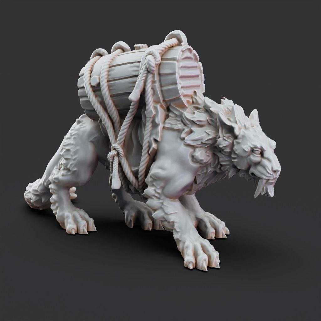 Trader and Cats - 3D Printable TTRPG - PRESUPPORTED - 32mm 3D print model_13