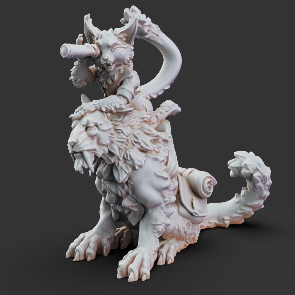 Trader and Cats - 3D Printable TTRPG - PRESUPPORTED - 32mm 3D print model_1