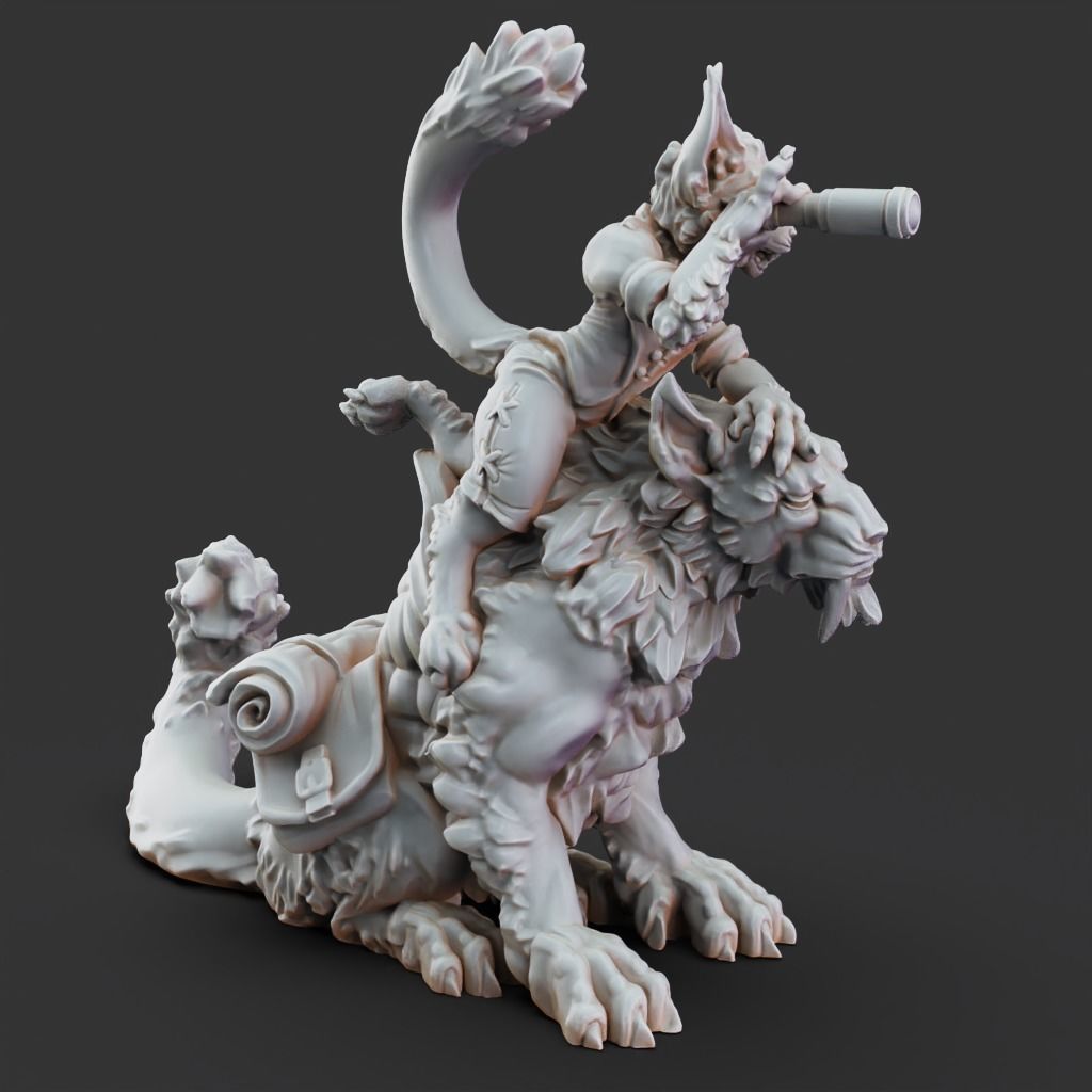 Trader and Cats - 3D Printable TTRPG - PRESUPPORTED - 32mm 3D print model_5