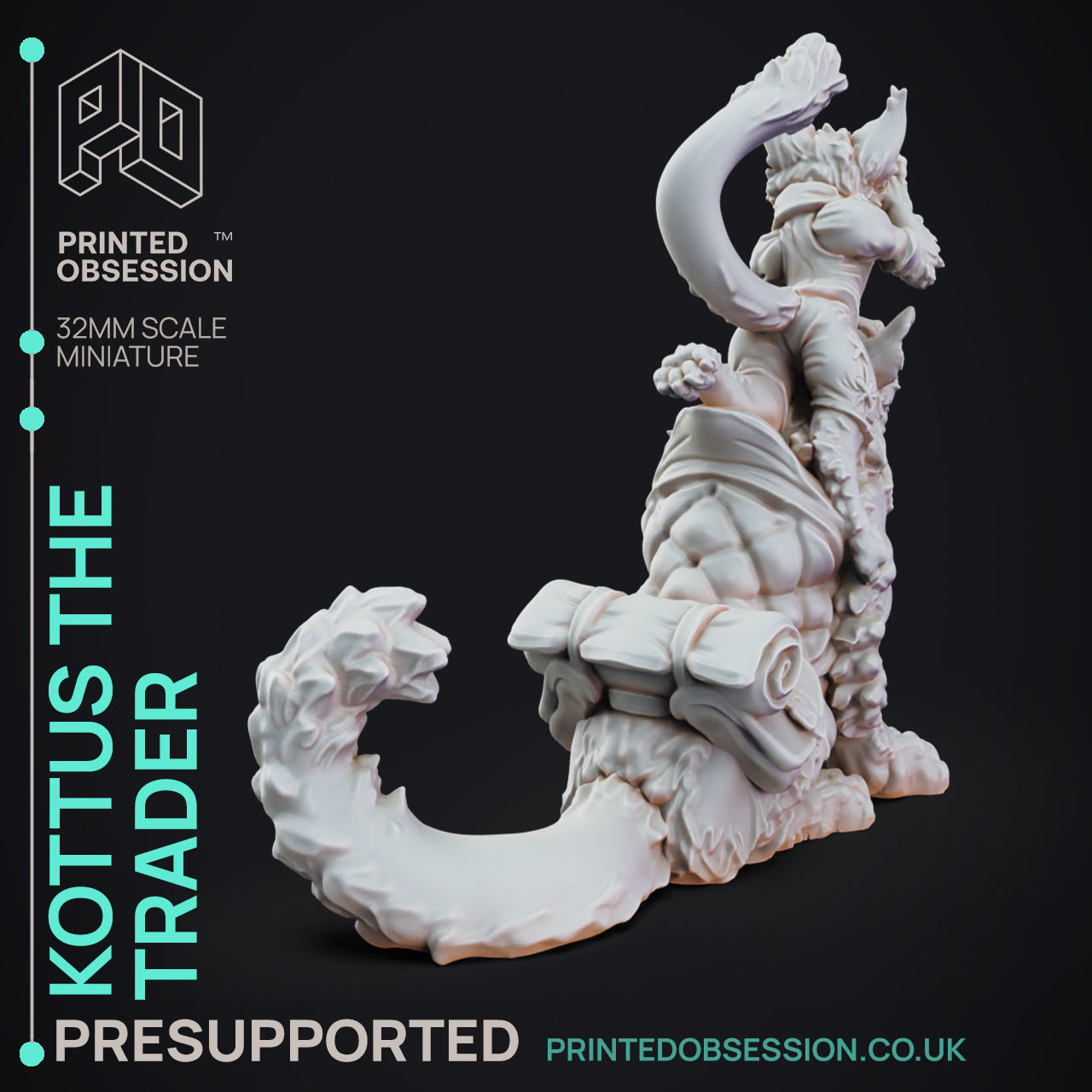 Trader and Cats - 3D Printable TTRPG - PRESUPPORTED - 32mm 3D print model_7