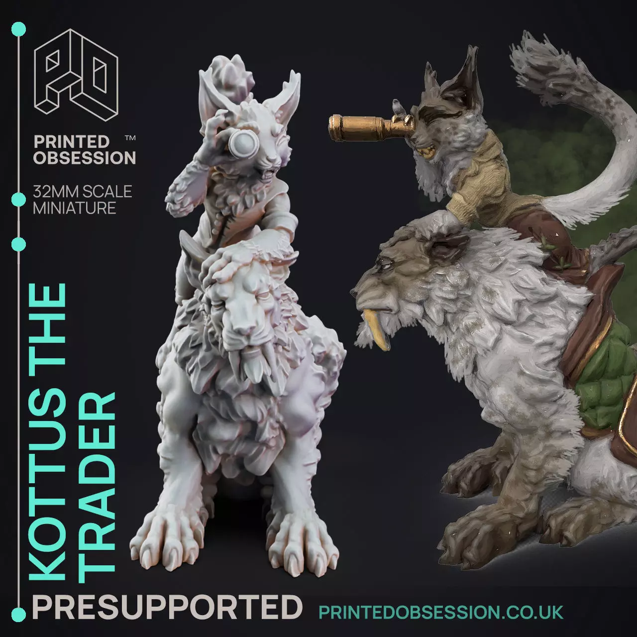 Trader and Cats - 3D Printable TTRPG - PRESUPPORTED - 32mm 3D print model_0