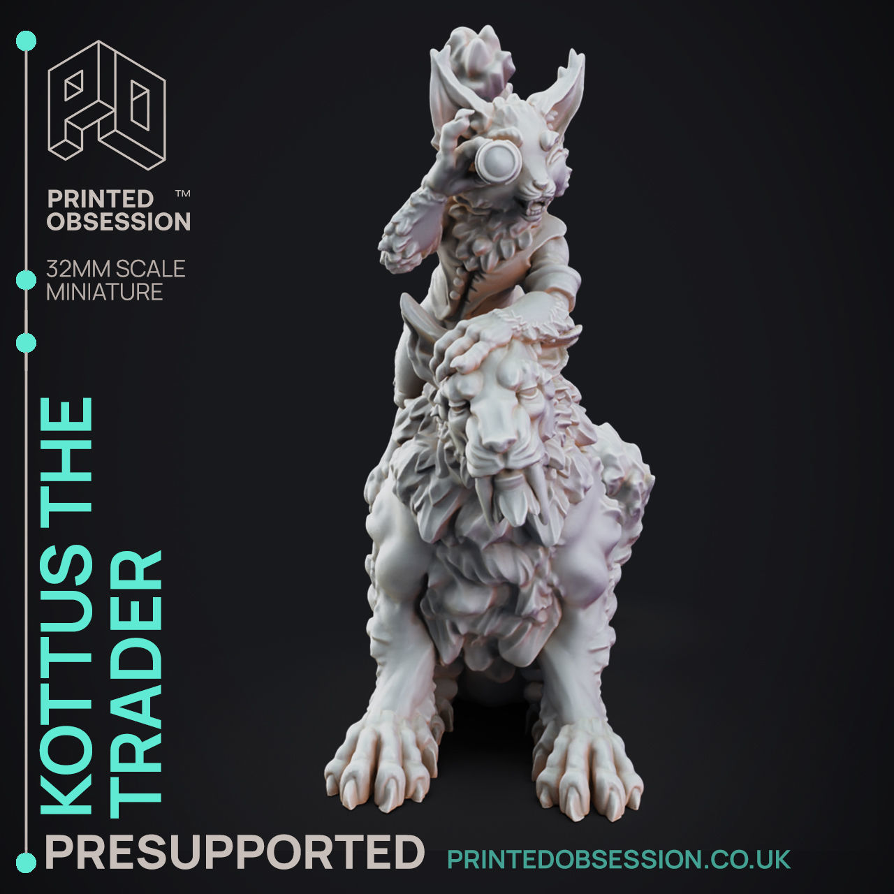 Trader and Cats - 3D Printable TTRPG - PRESUPPORTED - 32mm 3D print model_3