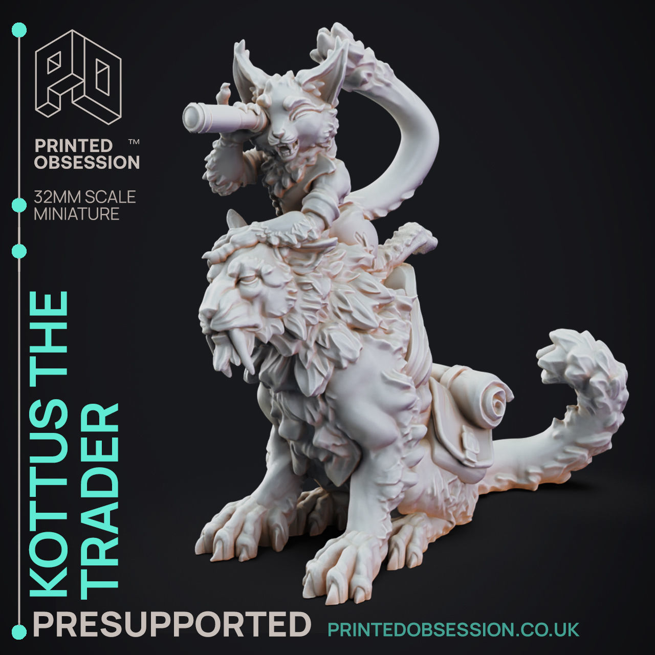 Trader and Cats - 3D Printable TTRPG - PRESUPPORTED - 32mm 3D print model_8