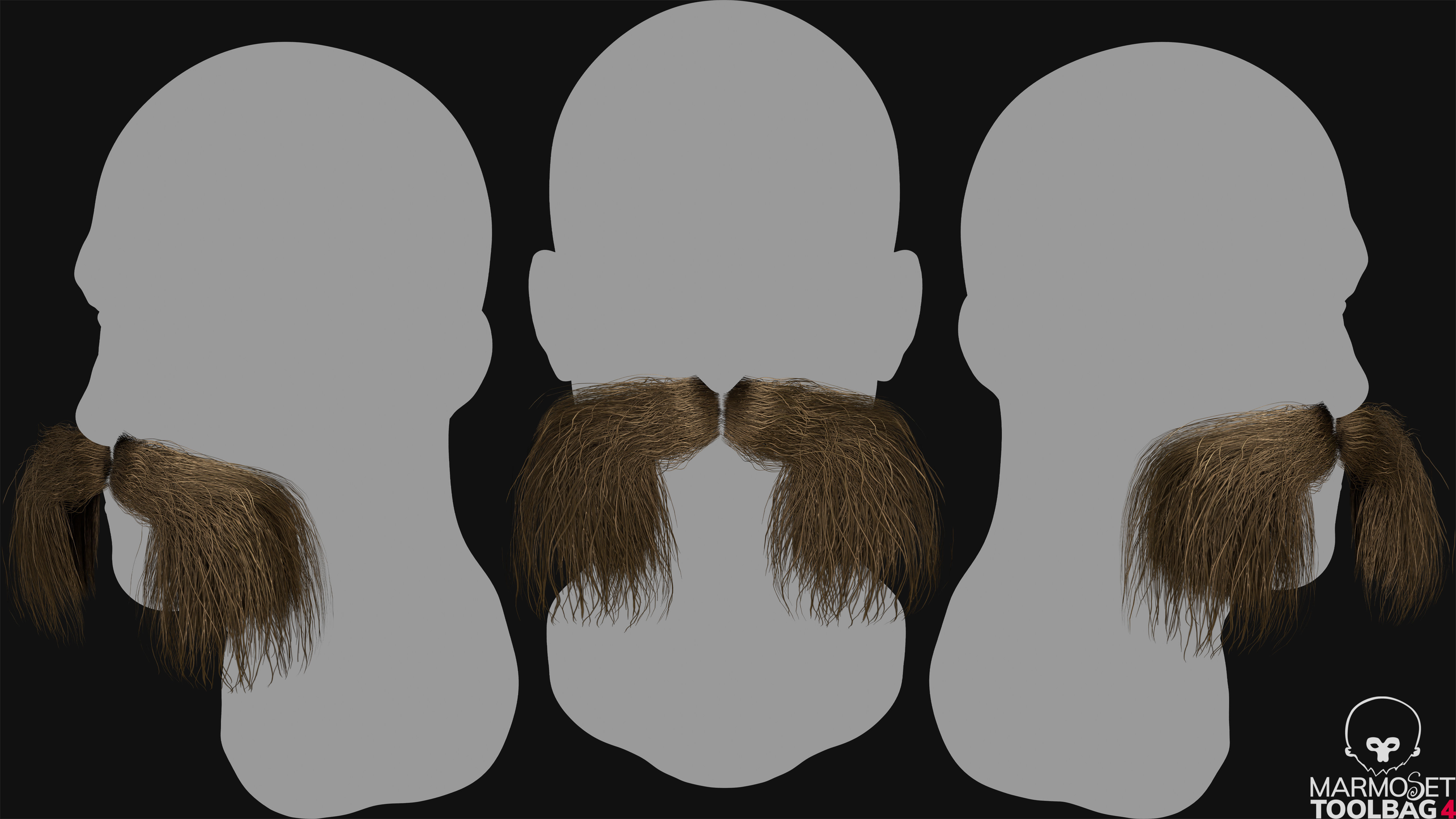 Realtime Beard and Moustache - No4 Low-poly 3D model_5