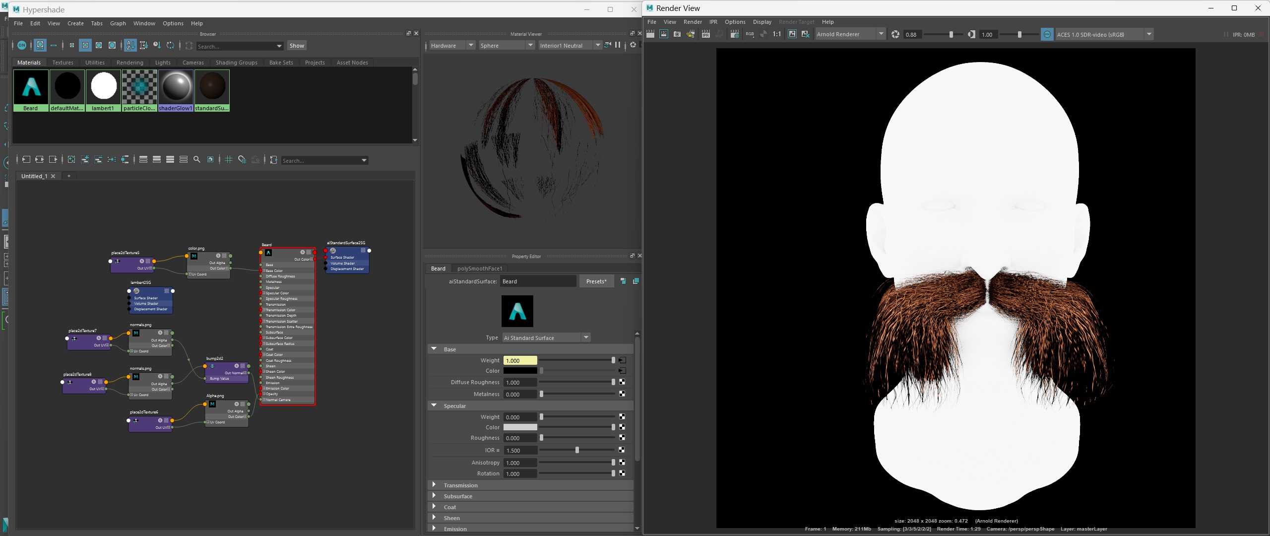 Realtime Beard and Moustache - No4 Low-poly 3D model_4