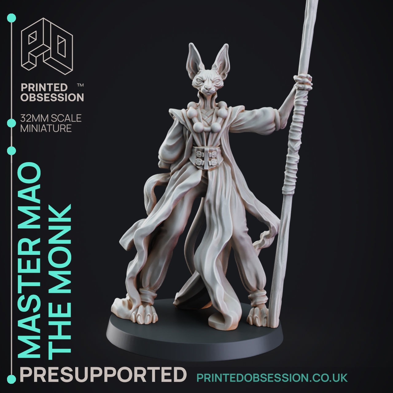 Monk - 3D Printable TTRPG - PRESUPPORTED - 32mm Scale 3D print model_1