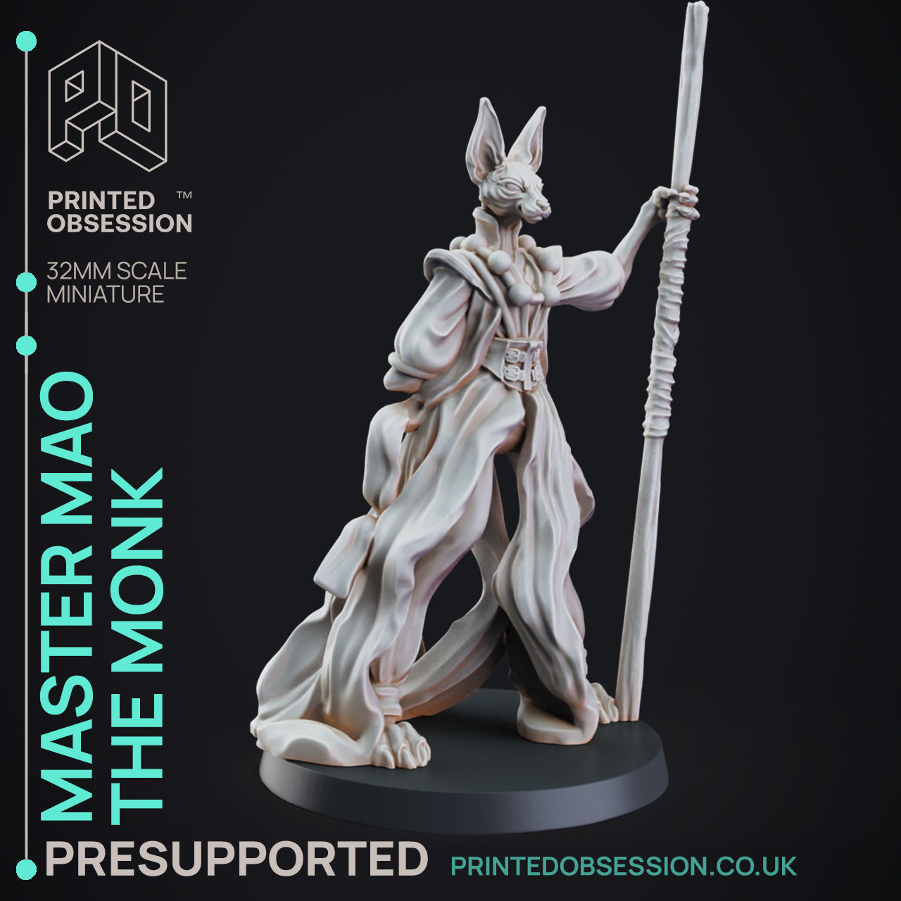 Monk - 3D Printable TTRPG - PRESUPPORTED - 32mm Scale 3D print model_2