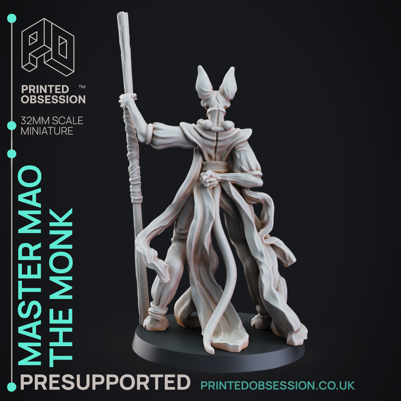 Monk - 3D Printable TTRPG - PRESUPPORTED - 32mm Scale 3D print model_4