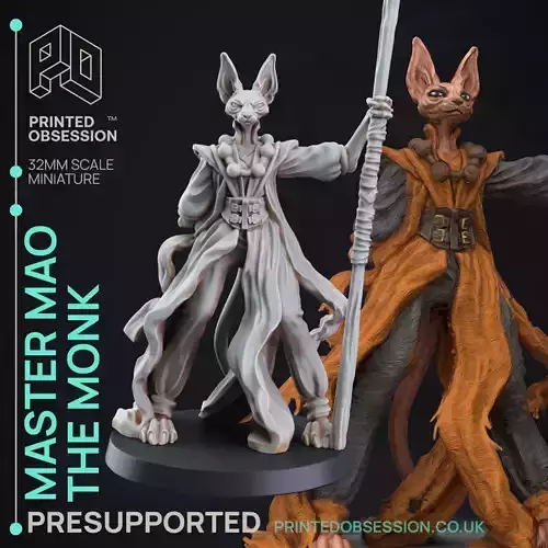 Monk - 3D Printable TTRPG - PRESUPPORTED - 32mm Scale 3D print model