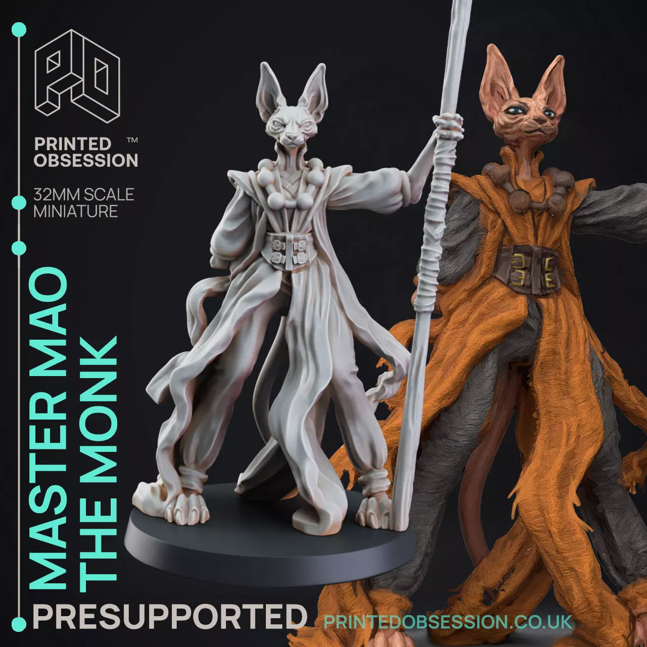 Monk - 3D Printable TTRPG - PRESUPPORTED - 32mm Scale 3D print model_0