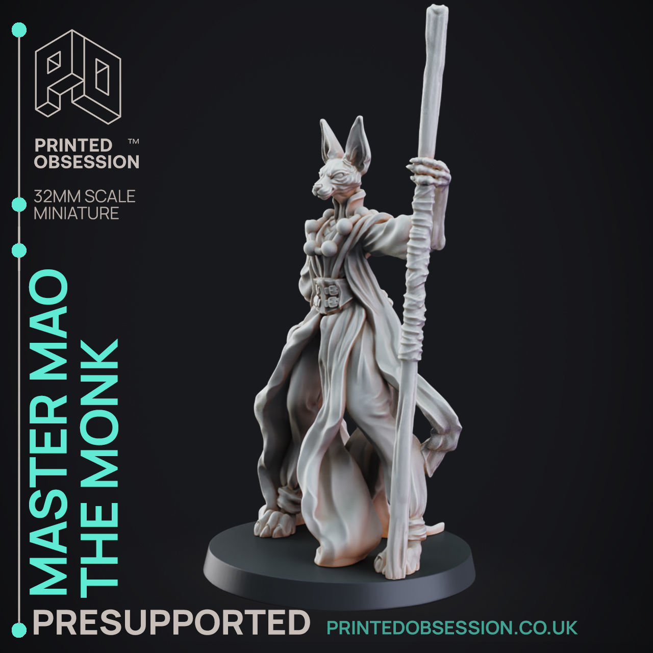 Monk - 3D Printable TTRPG - PRESUPPORTED - 32mm Scale 3D print model_3