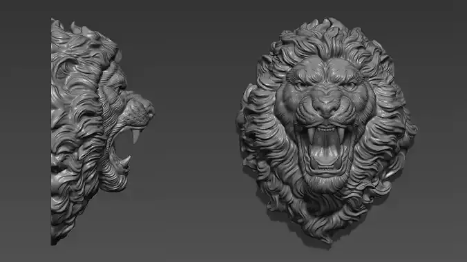 Lion head angry 3D print model
