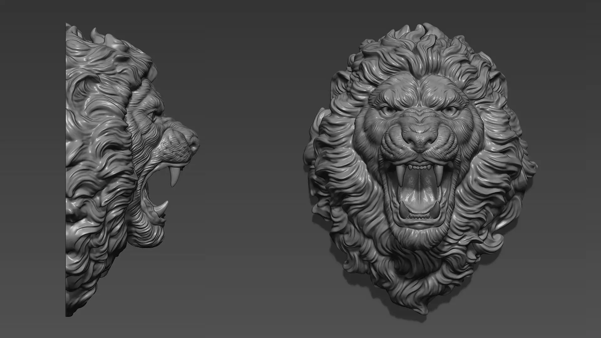 Lion head angry 3D print model_0