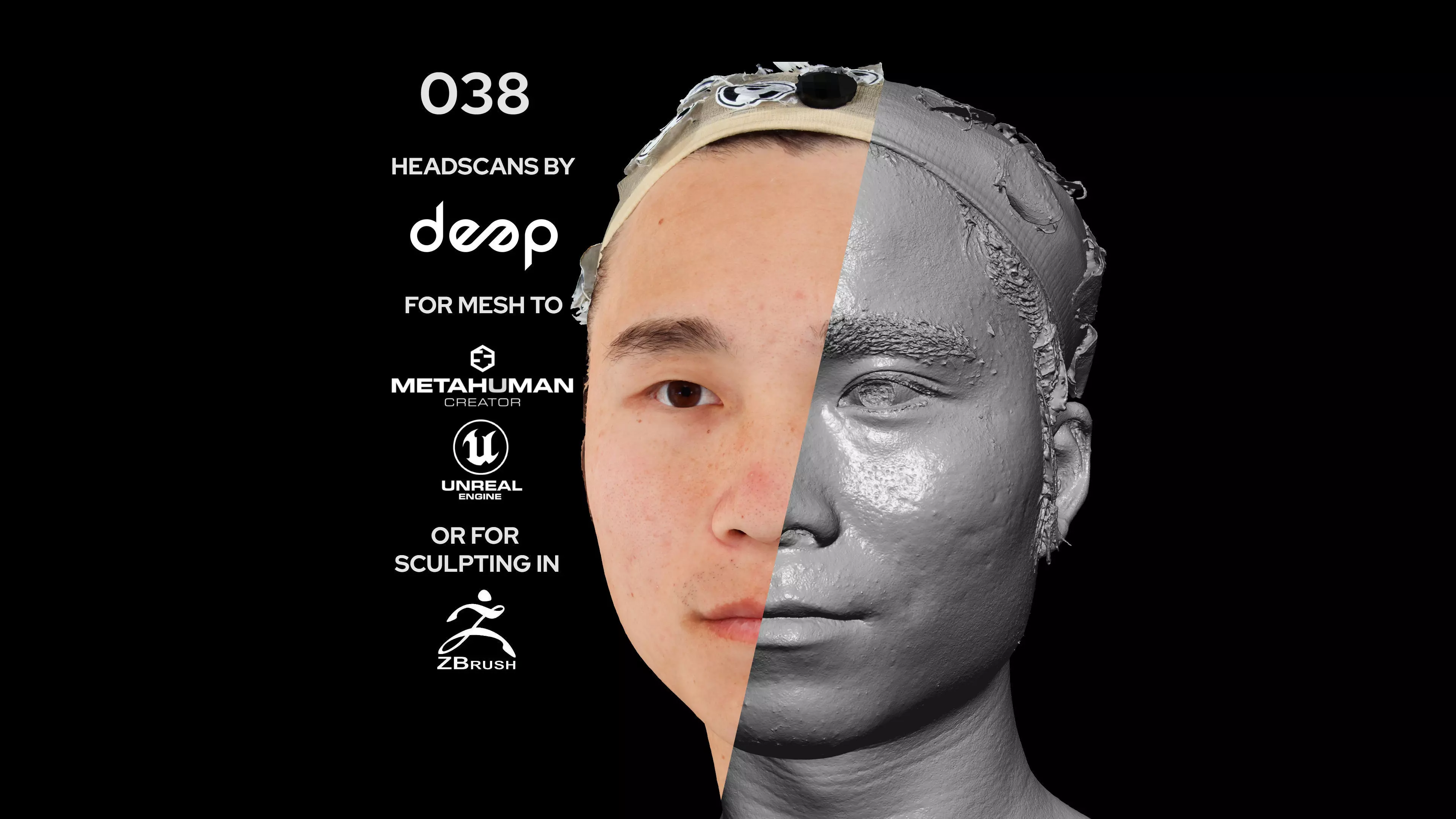 Asian Male 20s head scan 038 3D model