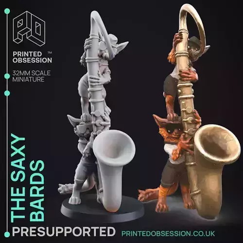 Saxy Bard - 3D Printable TTRPG - PRESUPPORTED - 32mm Scale