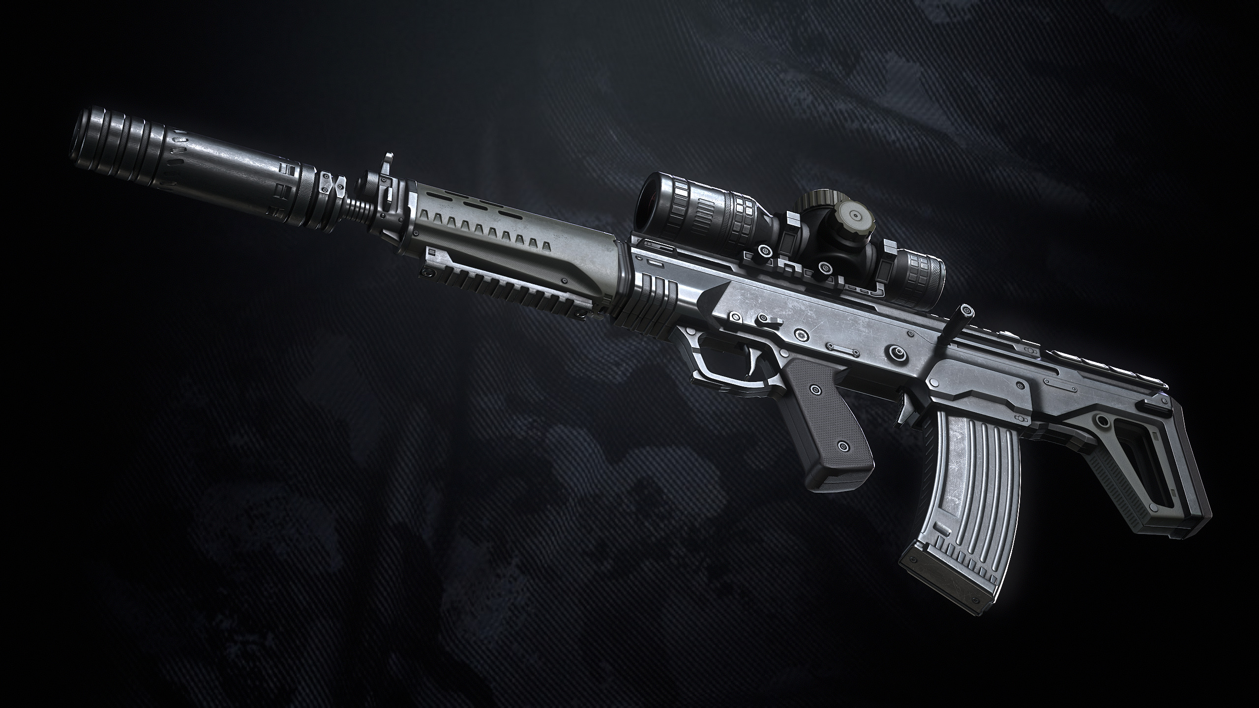 AL-X Assault Rifle Low-poly 3D model_10