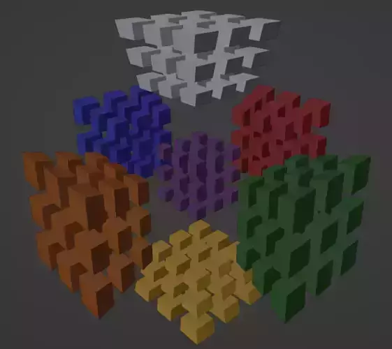 4D Rubiks Cube Analog - 3D Model 3D model 4D Rubiks Cube Analog - 3D Model 3D model